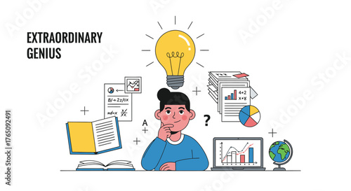 Exceptional intellect illustration for bright innovation and brainstorming