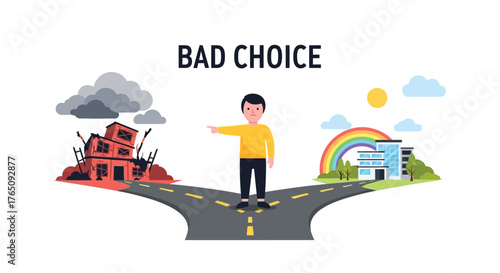 Decision crossroads: choosing between success and challenges ahead