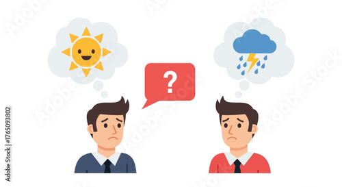 Conflicting thoughts affecting mental wellness and decision-making challenges