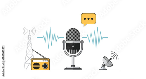 Broadcasting communication tools with microphone and signal transmission