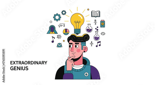 Creative mind visualizing innovative ideas and scientific discoveries