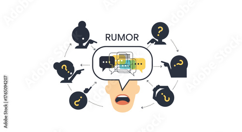 Visual depiction of rumor spreading and gossip, misinformation concept