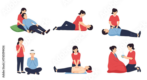 Learn essential first aid techniques with these clear visual guides on emergency response and care for injuries and recovery