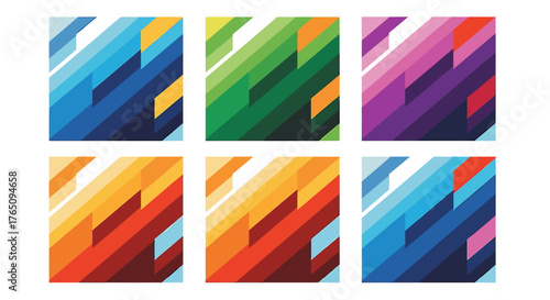 Vibrant geometric abstract patterns in a dynamic color palette, perfect for modern design backgrounds and creative projects.