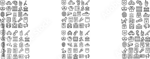 Police and Law Enforcement Icons Set for Justice and Security.