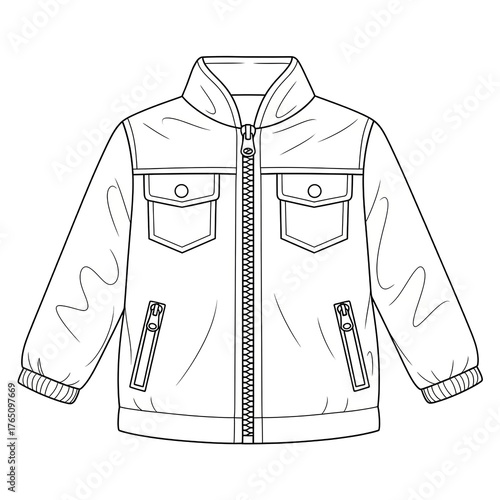 Children's Jacket with Zipper and Pockets Illustration
