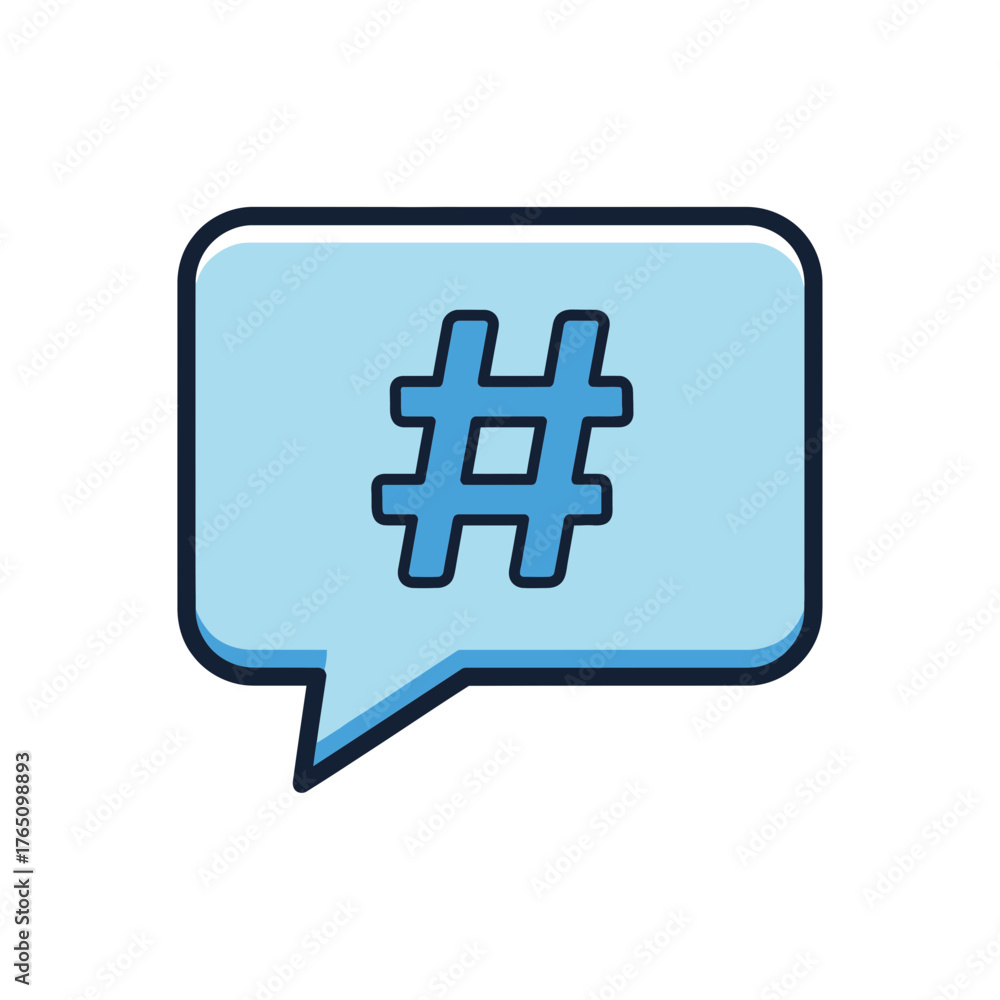 Obraz premium A light blue speech bubble with a hashtag symbol.