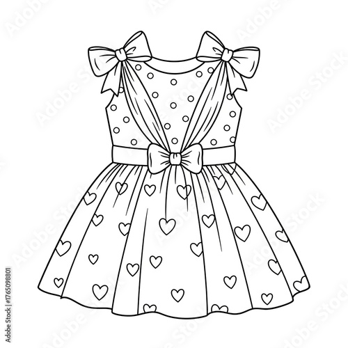 Sweet Polka Dot and Heart Print Girl's Dress
