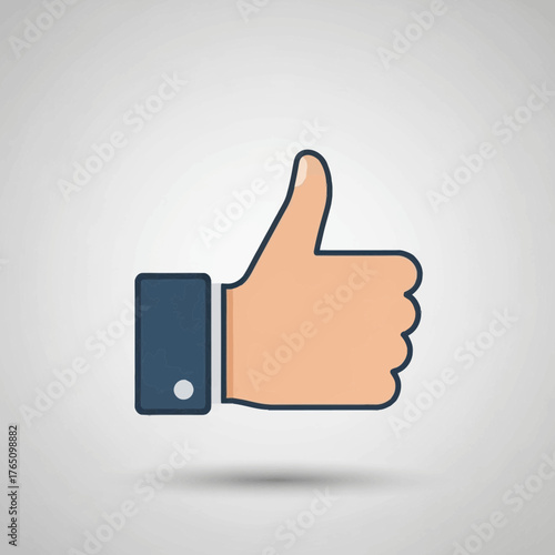 A hand giving a thumbs up gesture on a light background.