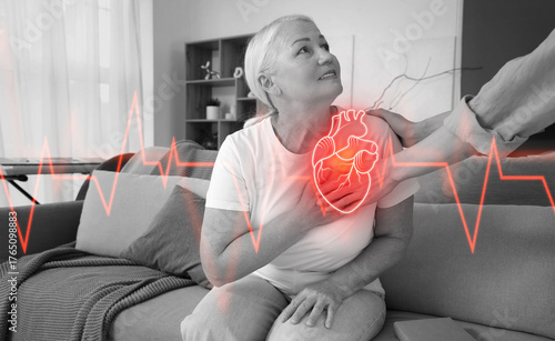 Mature woman having heart a...