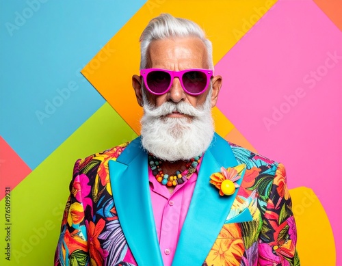 Golden Age of Style — Fashionable Senior in Vibrant Modern Portraits