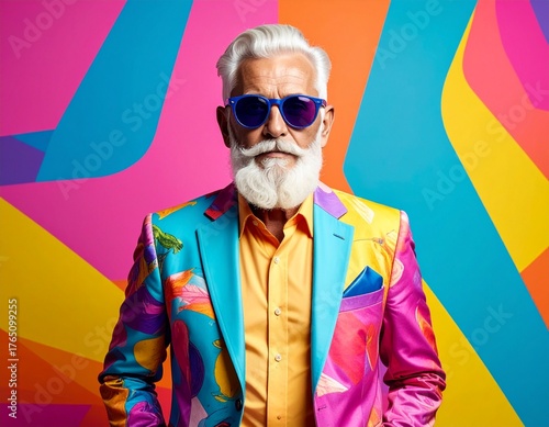 Golden Age of Style — Fashionable Senior in Vibrant Modern Portraits