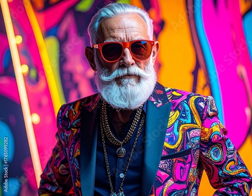 Golden Age of Style — Fashionable Senior in Vibrant Modern Portraits