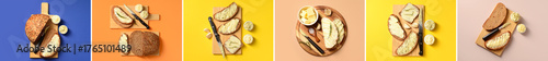 Collage of fresh bread with...
