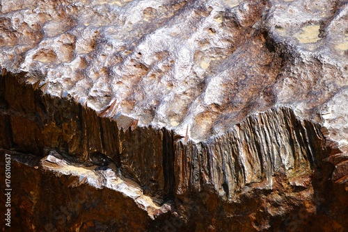Close-up of the famous Hoba meteorite near Grootfontein, Namibia, Africa. The iron meteorite weighs up to 60 tonnes and struck the Earth 80,000 years ago.