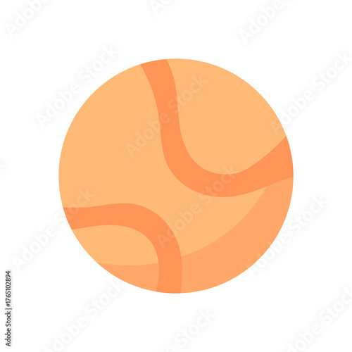 Flat tennis ball symbol with minimal design. Bright sport equipment for gym activities, fitness training, and workout routines. Great for hobby, competition themes, or athlete creative designs.