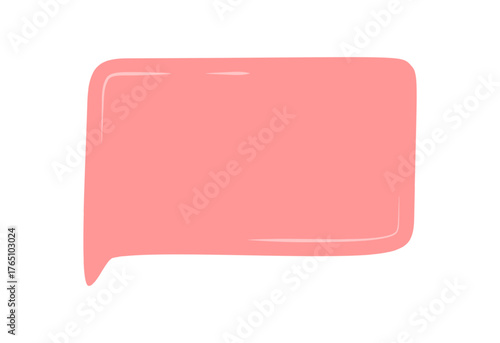 Pink fluid hand drawn speech box icon with soft bubble form in rectangle balloon. Chat message textbox and conversation symbol, minimal abstract element for modern comment and communication.