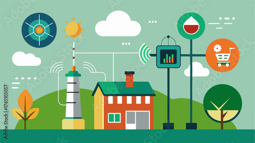 A collection of weather stations installed around a farm collected data on temperature rainfall and wind speed. This information is used to make datadriven decisions on crop. Vector illustration