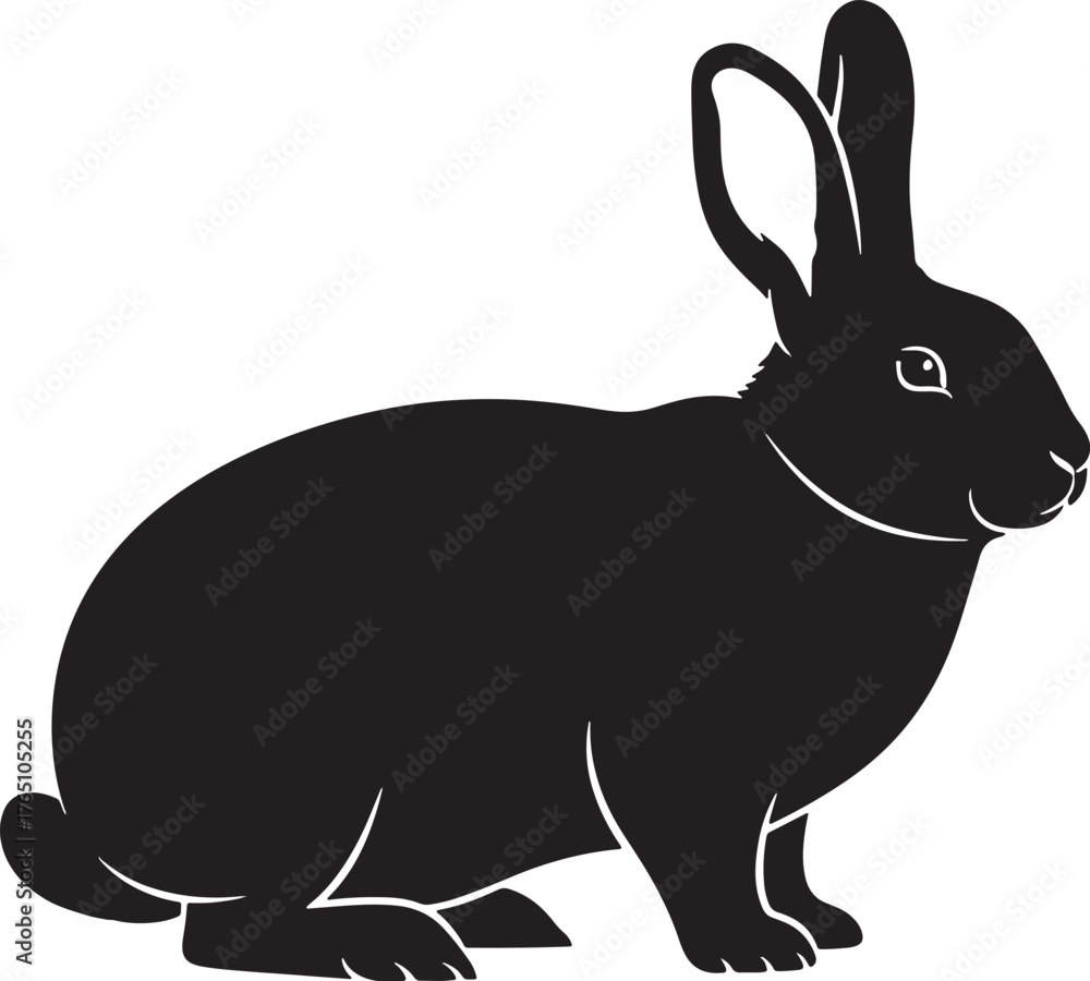 Obraz premium Rabbit silhouette lying down animal image isolated shape outline bunny design decorative graphic element simple pet drawing