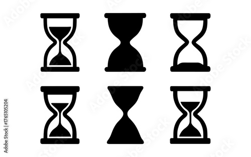 Collection of hourglass icons in silhouette style