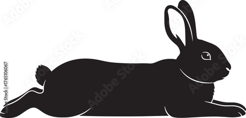 Silhouette of a rabbit in motion graceful animal clip art wildlife graphic for easter and springtime designs simple animal shape