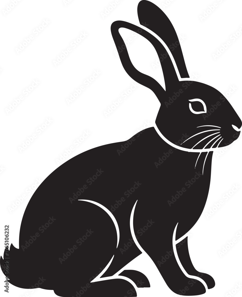 Obraz premium Rabbit silhouette image perfect for printing or digital design use a beautiful easter bunny outline a symbol of spring and life