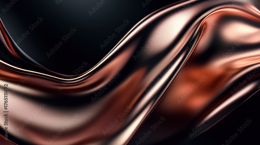 Obraz premium Luxurious rose gold metallic fabric creating elegant flowing waves and curves