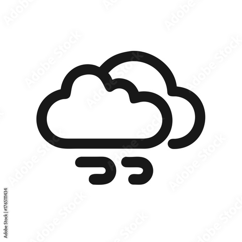 Windy weather icon, depicting a cloudy and breezy day