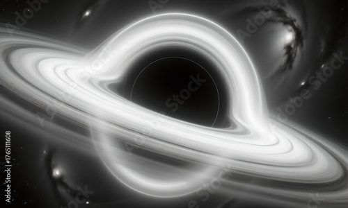 Massive Black Hole with Gravitational Lensing and Glowing Accretion Disk in Deep Space