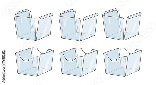 Transparent Cuboid Shapes Arranged on White Background Demonstrating Geometric Design Concept