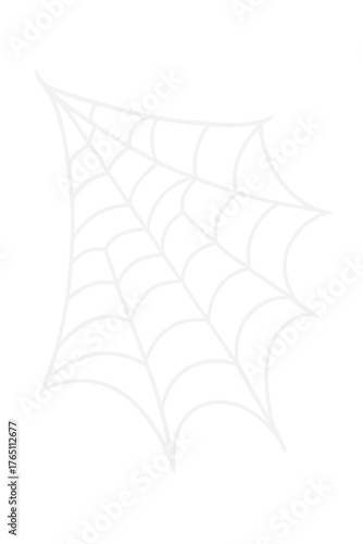 A frightening spider web: a white cobweb silhouette set against a black background, drawn in a doodle style with a spidery angle, hand‑drawn for a Halloween party, rendered as a vector illustration