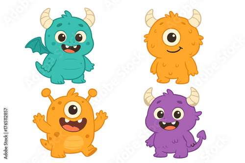 Adorable cartoon baby monster displayed against a plain white background