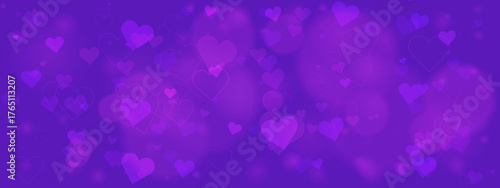 Purple Heart Background with Soft Bokeh Effects for Romantic Decor and Design