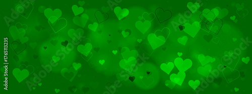 Green Heart Pattern Background for Creative Projects and Designs
