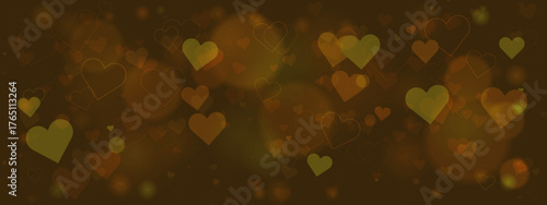 Golden Heart Background with Bokeh Effect for Romantic Decor, Invitations, and Celebrations