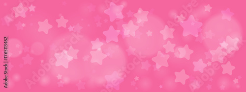 Vibrant Pink Background with Decorative Stars and Bokeh Effects for Creative Designs and Events