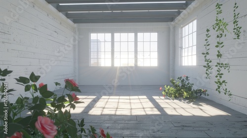 White Room with Rose and Window Light