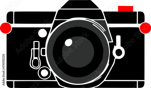 Cartoon camera illustration, camera icon clipart vector on transparent background, Classic Camera Silhouette Set Clipart