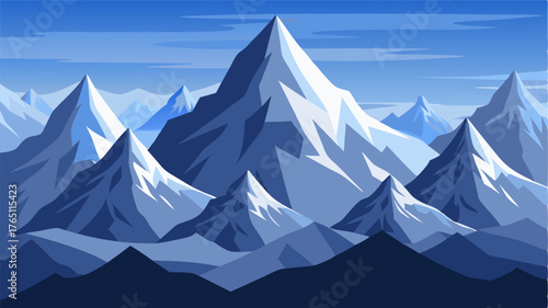 A neverending range of snowcovered summits stretching out as far as the eye can see.