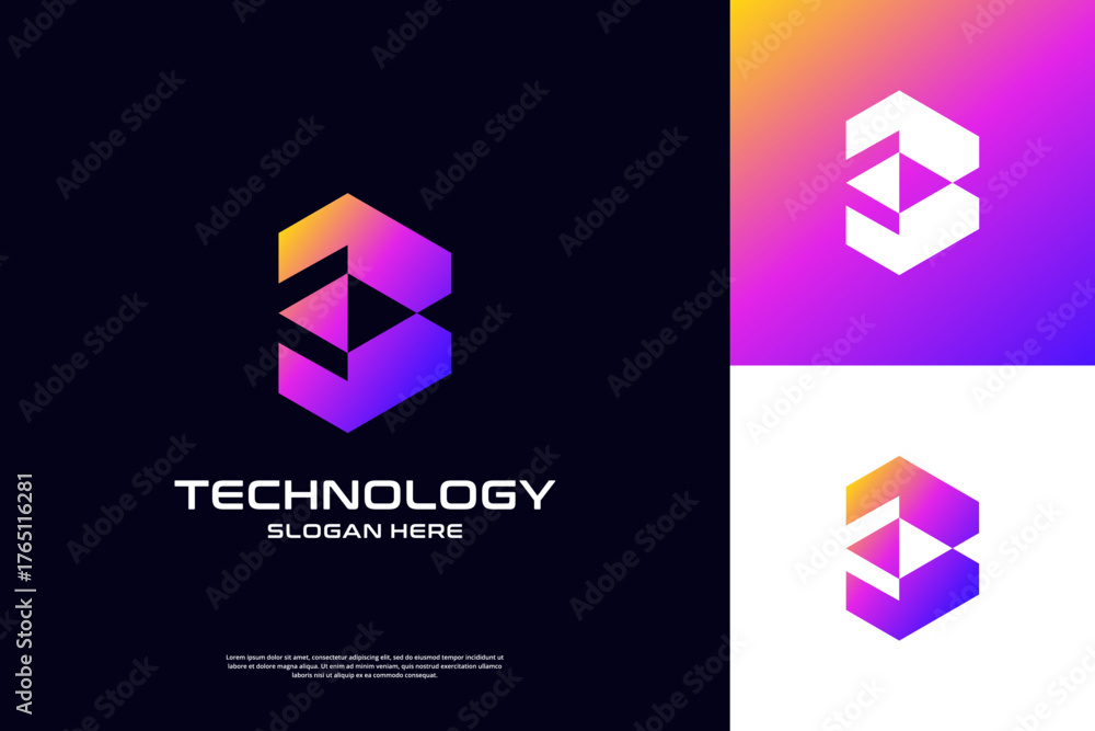 Fototapeta premium Abstract letter B logo design inspiration. Modern minimal initial B usable for business technology.