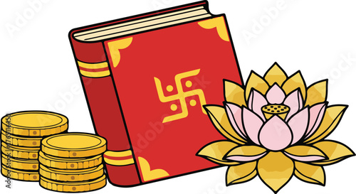 Lakshmi Lotus Vector Illustration of Goddess with Sacred Flower Symbolism