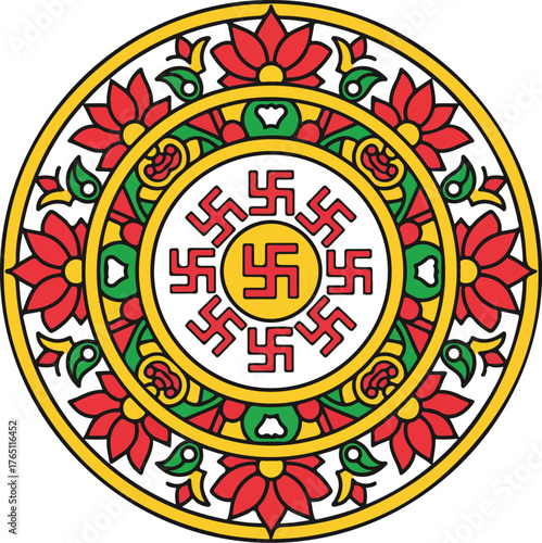 Sacred Swastika Icon Vector Illustration for Hindu and Buddhist Religious Art