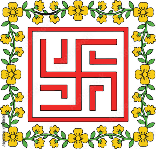 Sacred Swastika Icon Vector Illustration for Hindu and Buddhist Religious Art