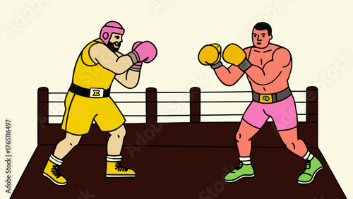 Two Boxers Fighting in a Boxing Ring