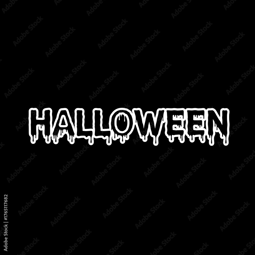 Fototapeta premium Bleeding white Halloween text logo red on isolated black background