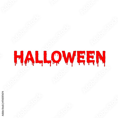 Bleeding red Halloween text logo red on isolated transparent background
