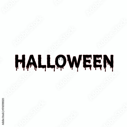Bleeding black Halloween text logo red on isolated white background