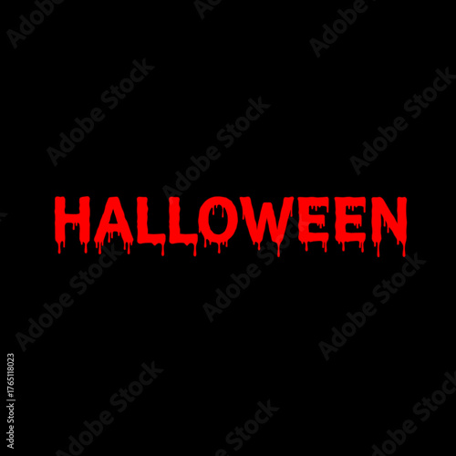 Bleeding red Halloween text logo red on isolated black background