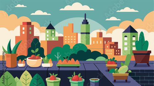 A rooftop haven filled with fragrant herbs and vegetables for city dwellers to enjoy.