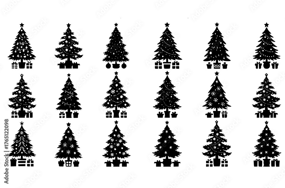 Obraz premium Traditional Christmas Tree Silhouettes 